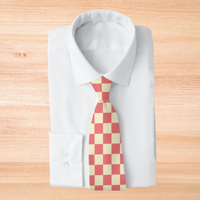 Pink and Beige Chequerboard Tie (Creator Uploaded)