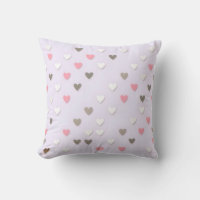 Pink and Beige Pastel Heart Throw Pillow