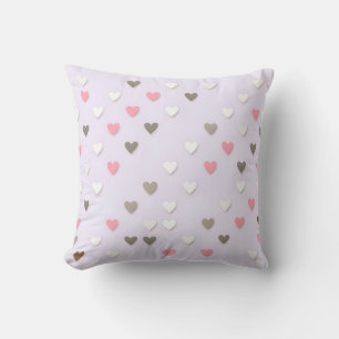 Pink and Beige Pastel Heart Throw Pillow