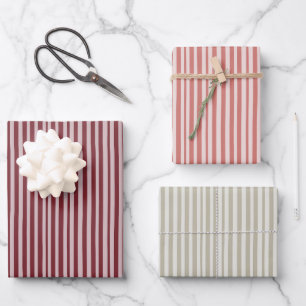 Pink and Beige Stipes Christmas Wrapping Paper