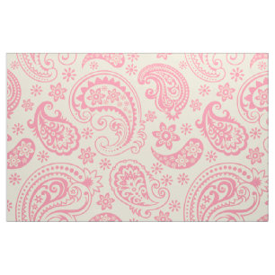Pink And beige Vintage paisley Pattern Fabric