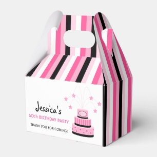 Pink and Black 60th Birthday Cake Party Favour Box