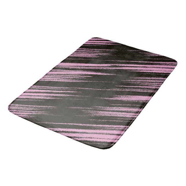 Pink and Black abstract Bath Mat (Angled)