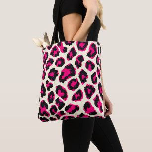 Pink and Black Animal Leopard Print Tote Bag