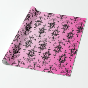Pink and Black Arabian Bollywood Wrapping Paper