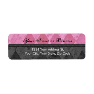 Pink and Black Argyle Return Address Label
