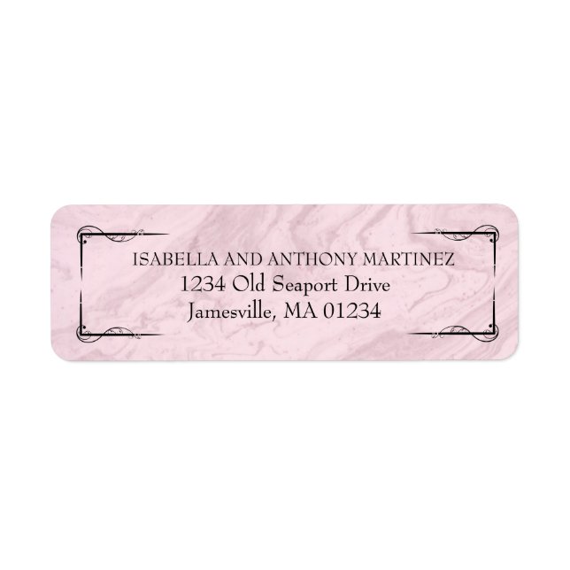Pink and Black Art Deco Return Address Label (Front)