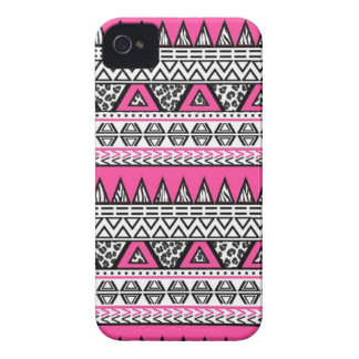 Pink and Black Aztec Print iPhone 4/4S Case