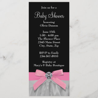 Pink and Black Baby Girl Shower Invitation