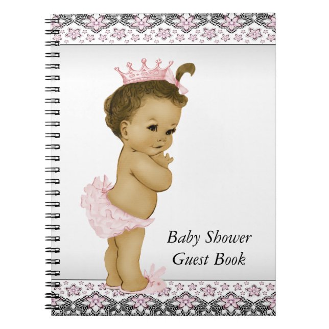 Pink and Black Baby Shower Guest Book (Front)