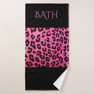 PINK AND BLACK BATH TOWEL SET!  CUSTOM DESIGN!