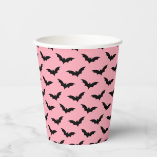 Pink and Black Bats   Halloween Paper Cups