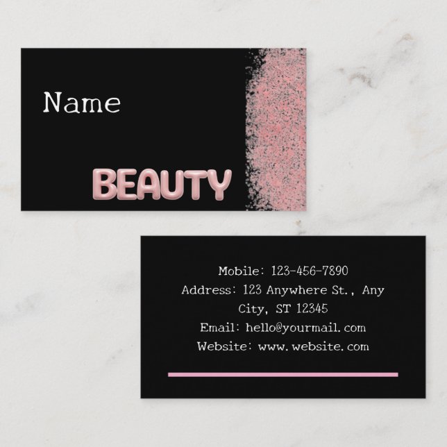 pink and black beauty business card (Front/Back)