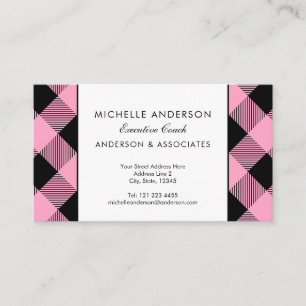 Pink and Black buffalo Check Business Consultant Card