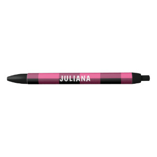Pink and Black Buffalo Plaid Custom Ink Pen