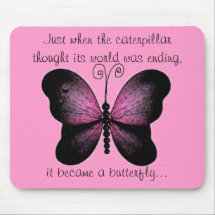 Pink and Black Butterfly Mouse Pad