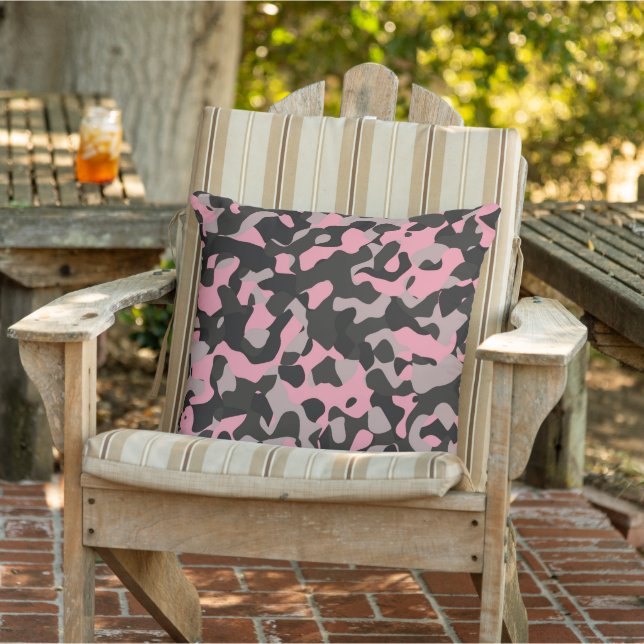 Pink and Black Camo  Cushion (Chair)