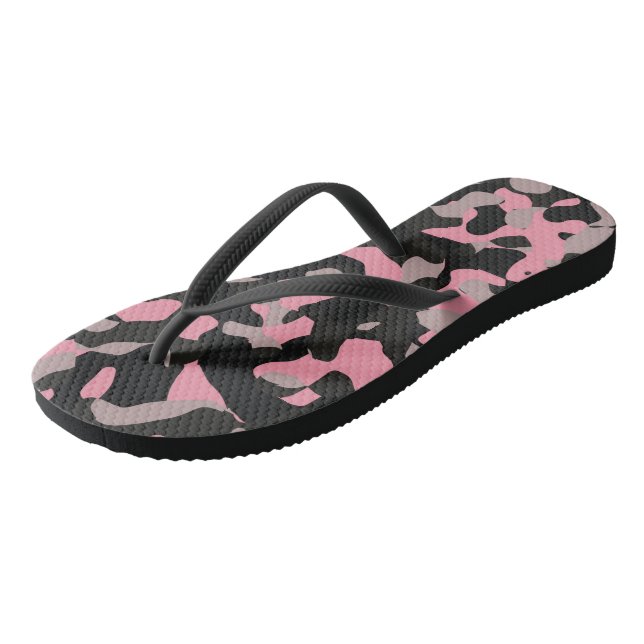 Pink and Black Camo   Jandals (Angled)