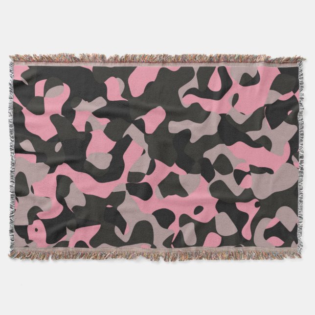 Pink and Black Camo    Throw Blanket (Front)