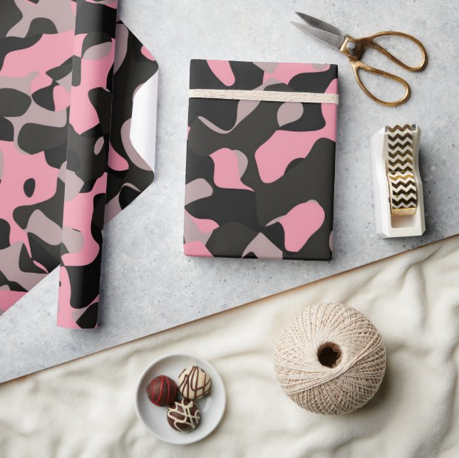 Pink and Black Camo Wrapping Paper (Crafts)