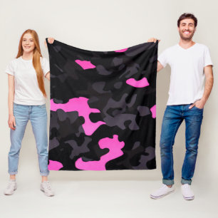 Pink and Black Camouflage Fleece Blanket