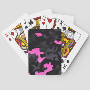 Pink and Black Camouflage Playing Cards