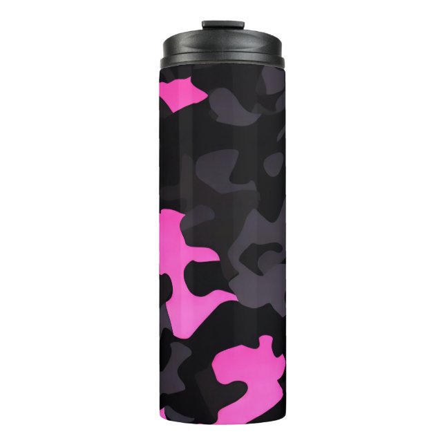 Pink and Black Camouflage Thermal Tumbler (Front)