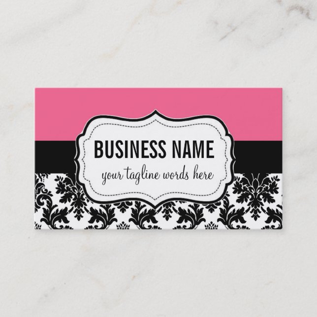 Pink and Black Card with Damask (Front)