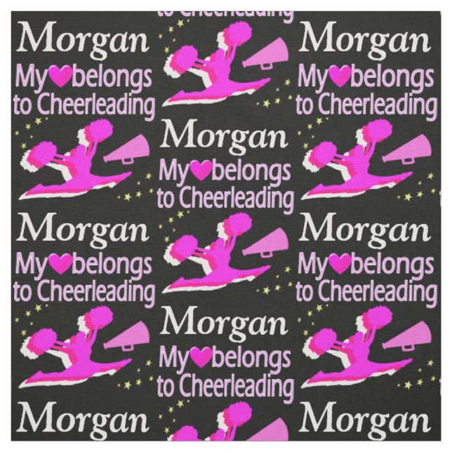 PINK AND BLACK CHEERLEADER LOVE PERSONALIZE FABRIC (Swatch)