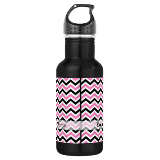 Pink and black chevron pattern 532 ml water bottle