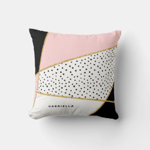 Pink and Black Chic Abstract Pattern Cushion