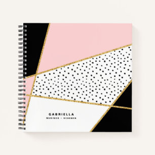 Pink and Black Chic Abstract Pattern Personalised Notebook