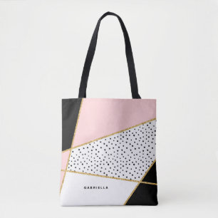 Pink and Black Chic Abstract Pattern Tote Bag