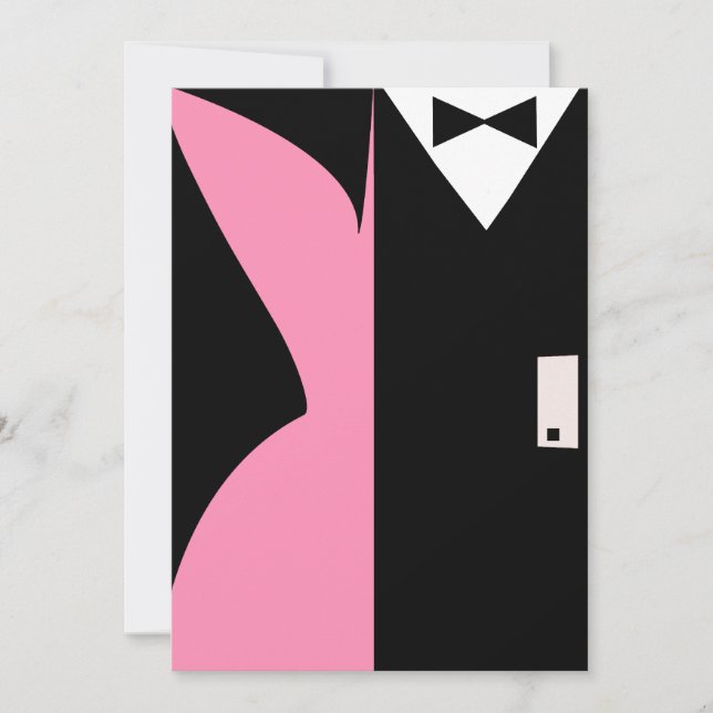 Pink and Black Cocktail Dress Dinner Party Invitation (Front)