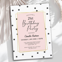 Pink and Black Confetti Dots 21st Birthday Party