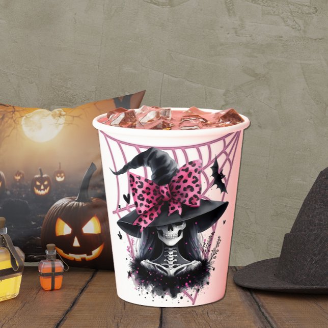 Pink and Black Coquette Halloween Paper Cups (Creator Uploaded)