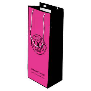 Pink and Black Corporate Company Business Logo Wine Gift Bag