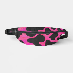 Pink and Black Cow Pattern Bum Bags