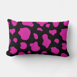 Pink And Black Cow Print Decorative Pillow