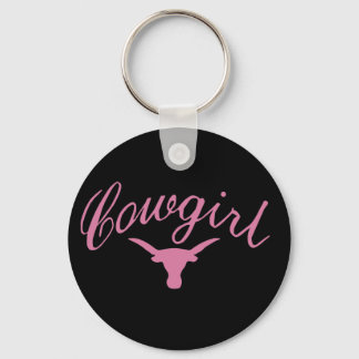 Pink and Black Cowgirl Key Ring