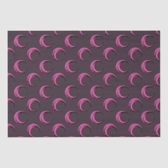 Pink and Black Crescent Moons Pattern Halloween Tissue Paper (Front)