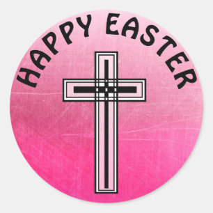 Pink and Black Cross Religious Stickers