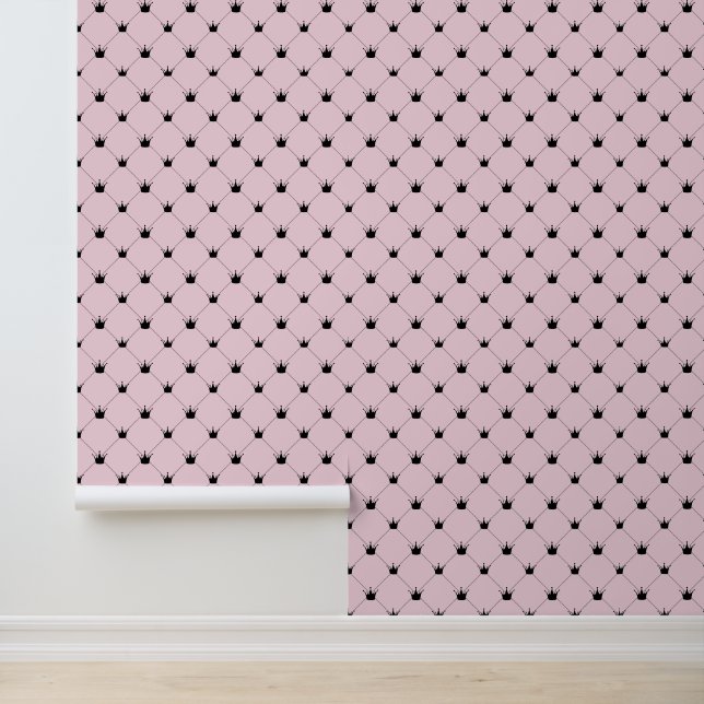 Pink and Black Crown Pattern Wallpaper (Application)