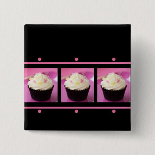 Pink and Black Cupcake Business Products 15 Cm Square Badge