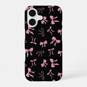 Pink and Black Cute Bows iPhone 16 Case