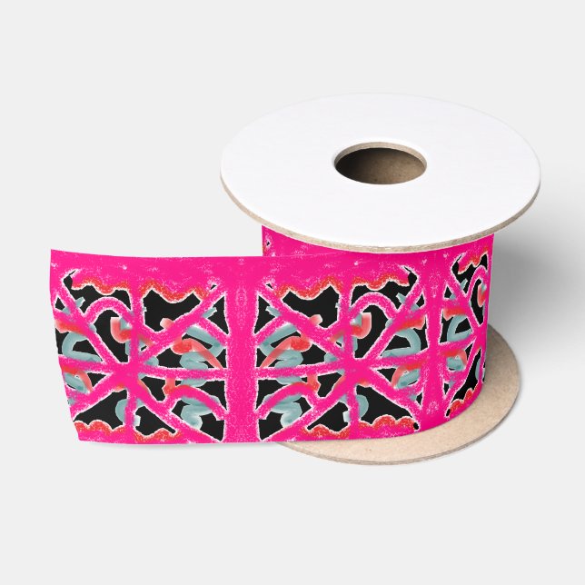 Pink and black cute sweet candy blush patterned satin ribbon (Spool)