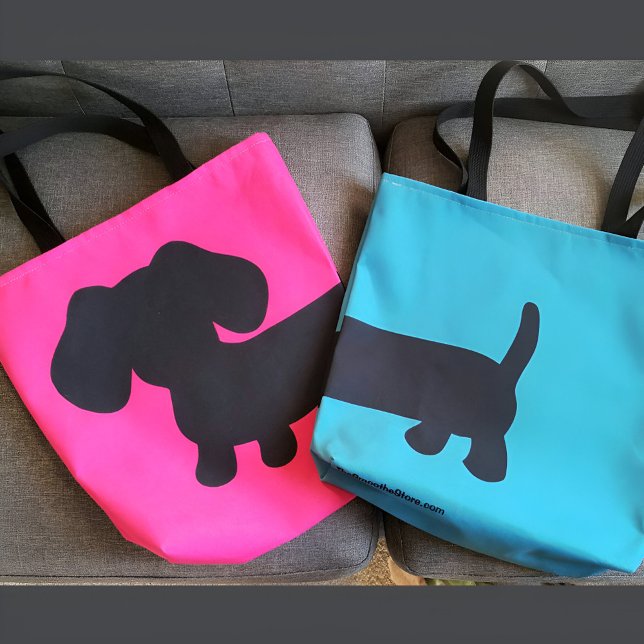 Pink and Black Dachshund Tote Bag (Dachshund Tote Bags)