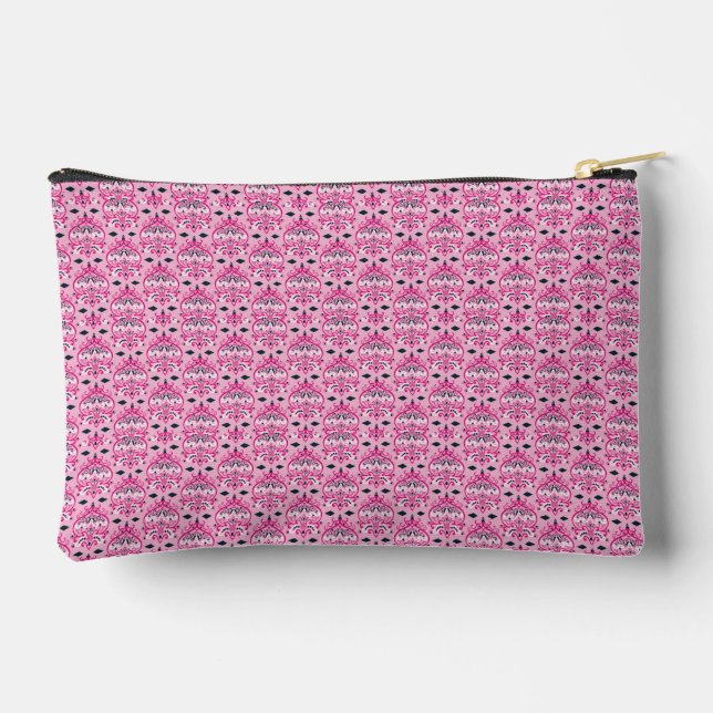 pink and black damask accessory pouch (Back)