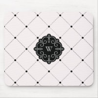 Pink and Black Diamond Dots Pattern Monogram