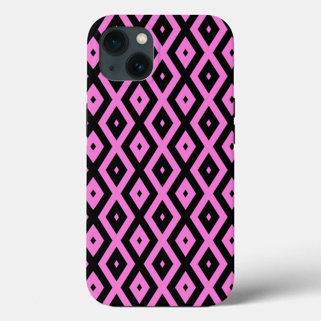 Pink and black diamond pattern Case-Mate iPhone ca Case (Back)